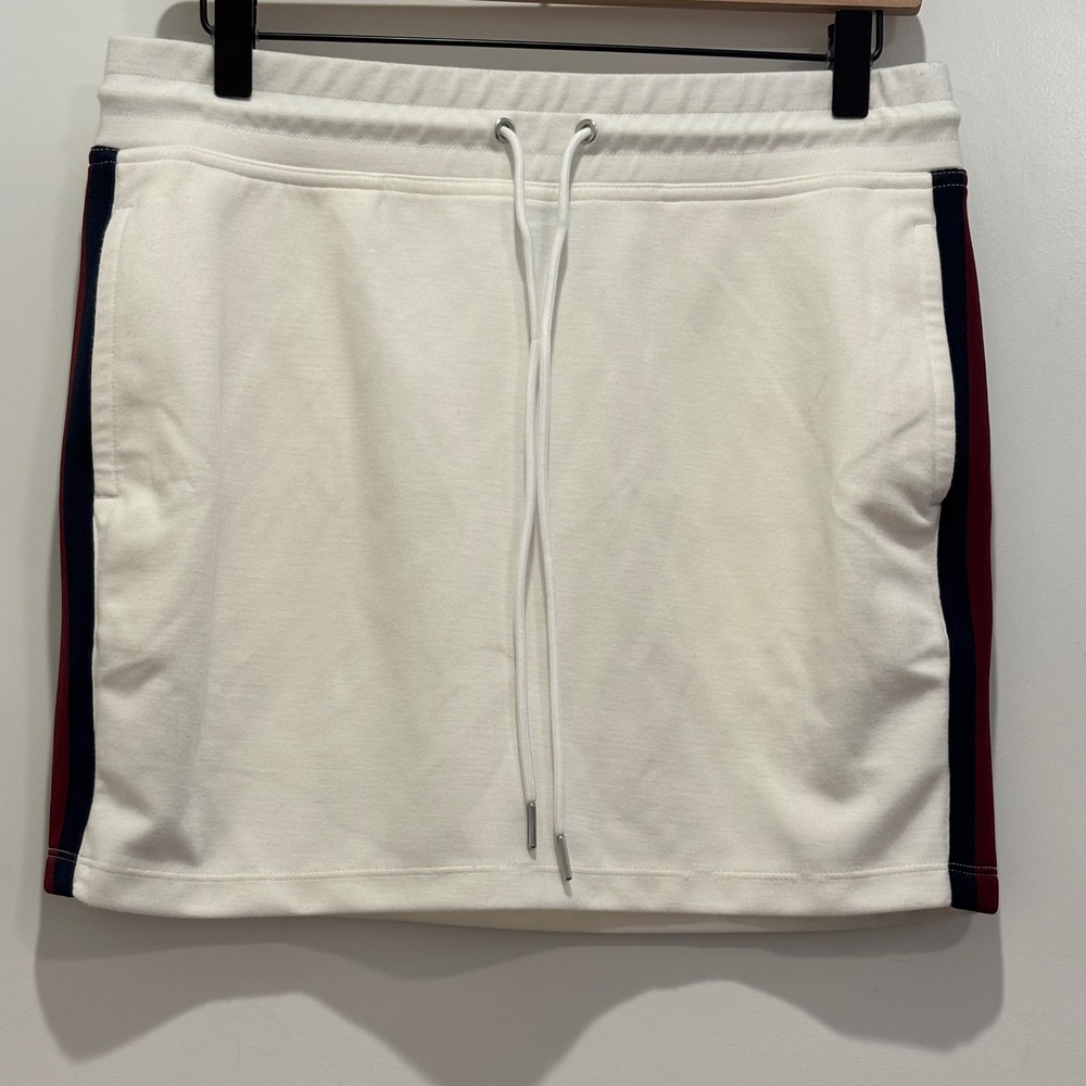 Brooks Brothers White Cotton Blend Sporty Side Stripe Mini Skirt Small NEW